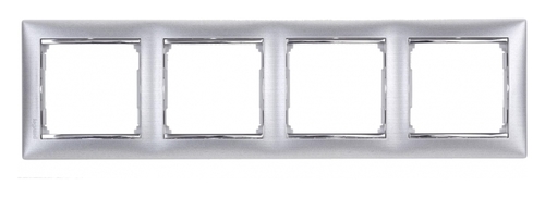 Рамка 4 поста Legrand VALENA алюминий матовый / серебряный штрих