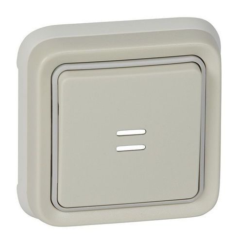 Выключатель 1-клавишный кнопочный Legrand PLEXO 55, с подсветкой, скрытый монтаж, белый