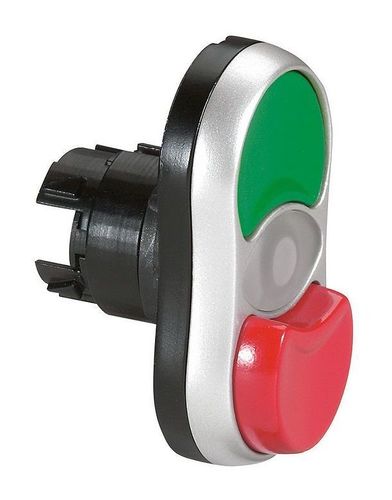 Головка с двойными кнопками ∅ 22,3 - Osmoz - с подсветкой - потайной//выступающий толкатель - зеленый