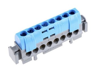 Клеммная колодка IP 2X - нейтраль - синяя - 1 x 6-25 мм² - 21 x 1,5-16 мм² - длина 176 мм