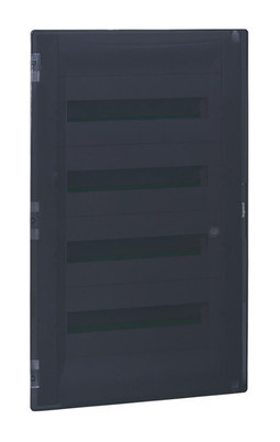 Распределительный щиток Practibox³ скрытого монтажа - IP 40 - IK 07 - 4 рейки - 72 модуля - с клеммниками заземления и нейтрали - прозрачная дверь